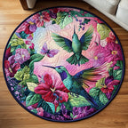 Hummingbird Nectar Garden Round Mat Rug - washable non-slip printed rug