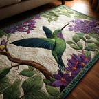 Hummingbird Song area rug in a living room