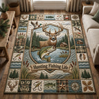 Hunting Fishing Life area rug in a living room
