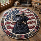 Hunting Lab Round Mat Rug - washable non-slip printed rug