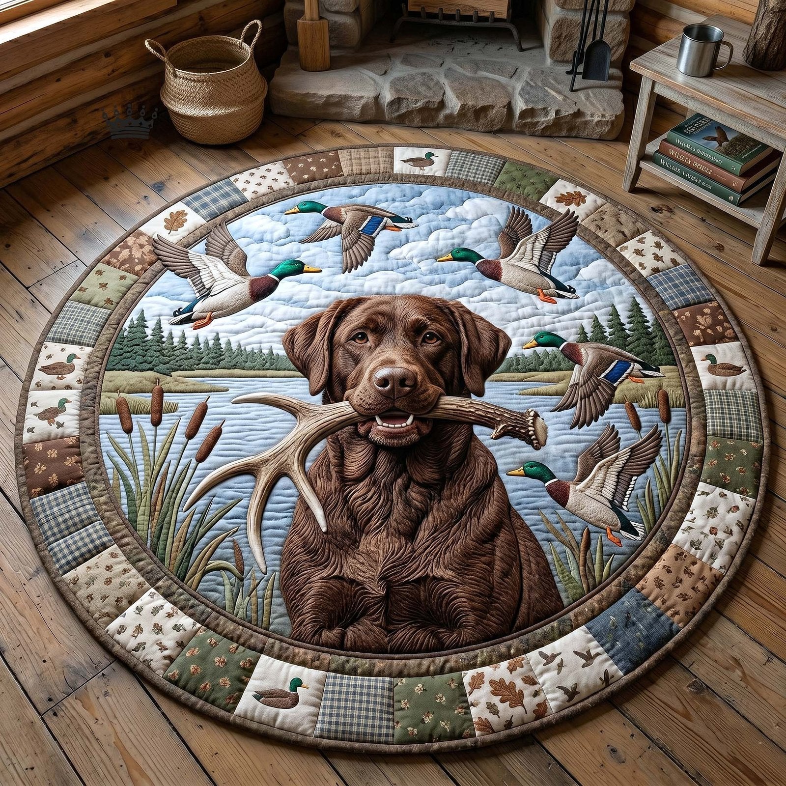 Hunting Lab Round Mat Rug - Nature Design | Serene Home Decor
