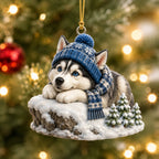 Husky Peaceful Moment Christmas Ornament