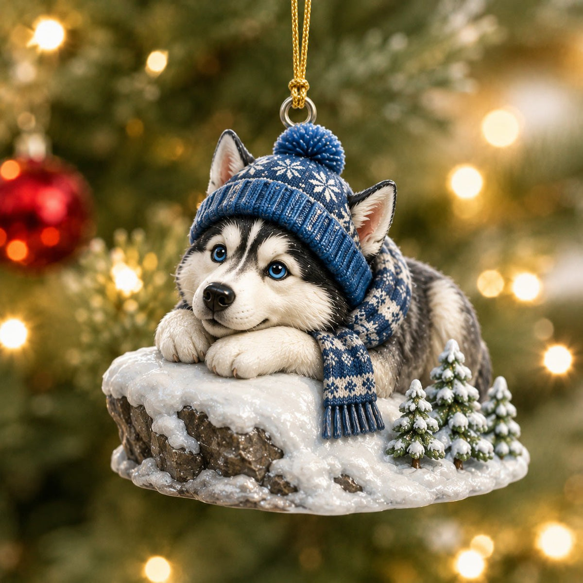Husky Peaceful Moment Christmas Ornament