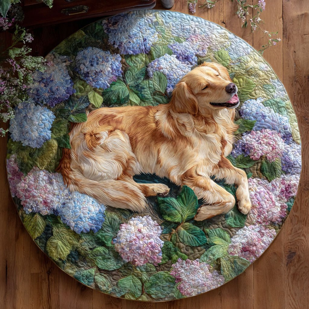 Hydrangea Rest Round Mat Rug - washable non-slip printed rug