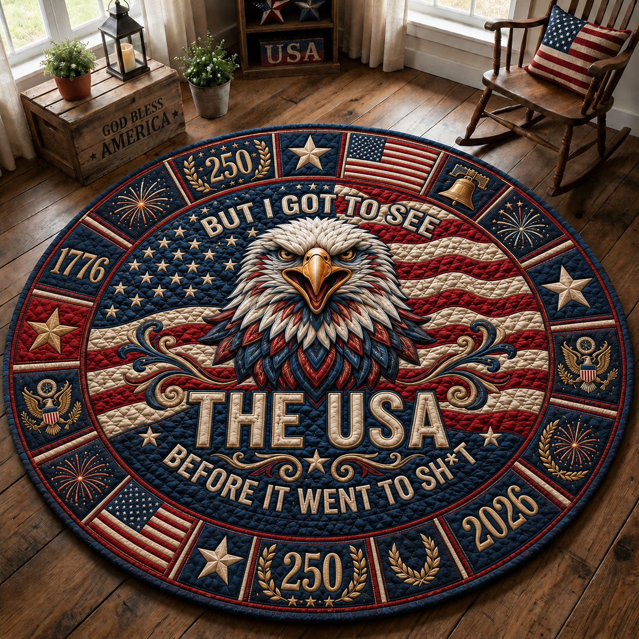 I Got To See The USA Round Mat Rug - Nature Design | Serene Home Decor