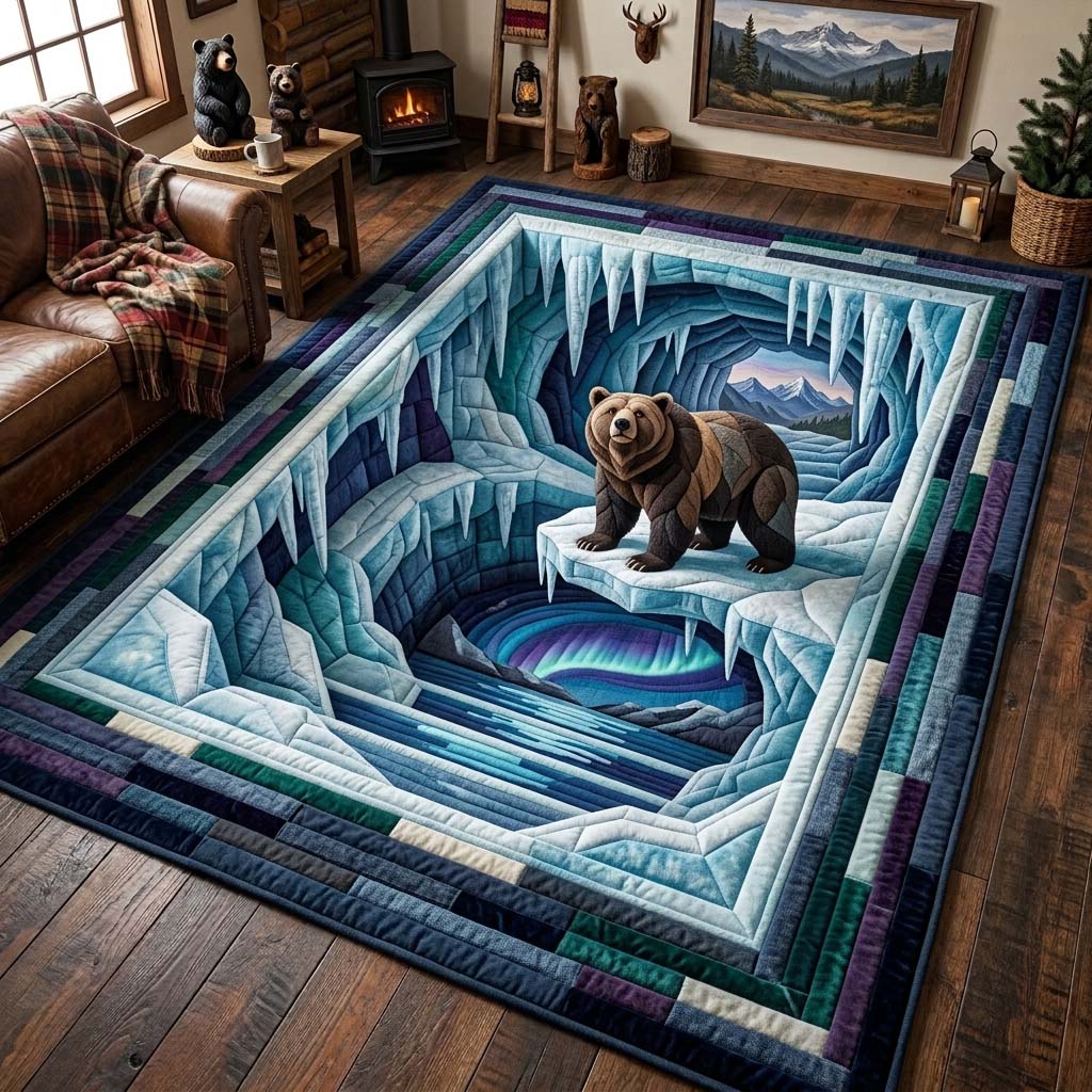 Ice Bear Cave area rug in a living room