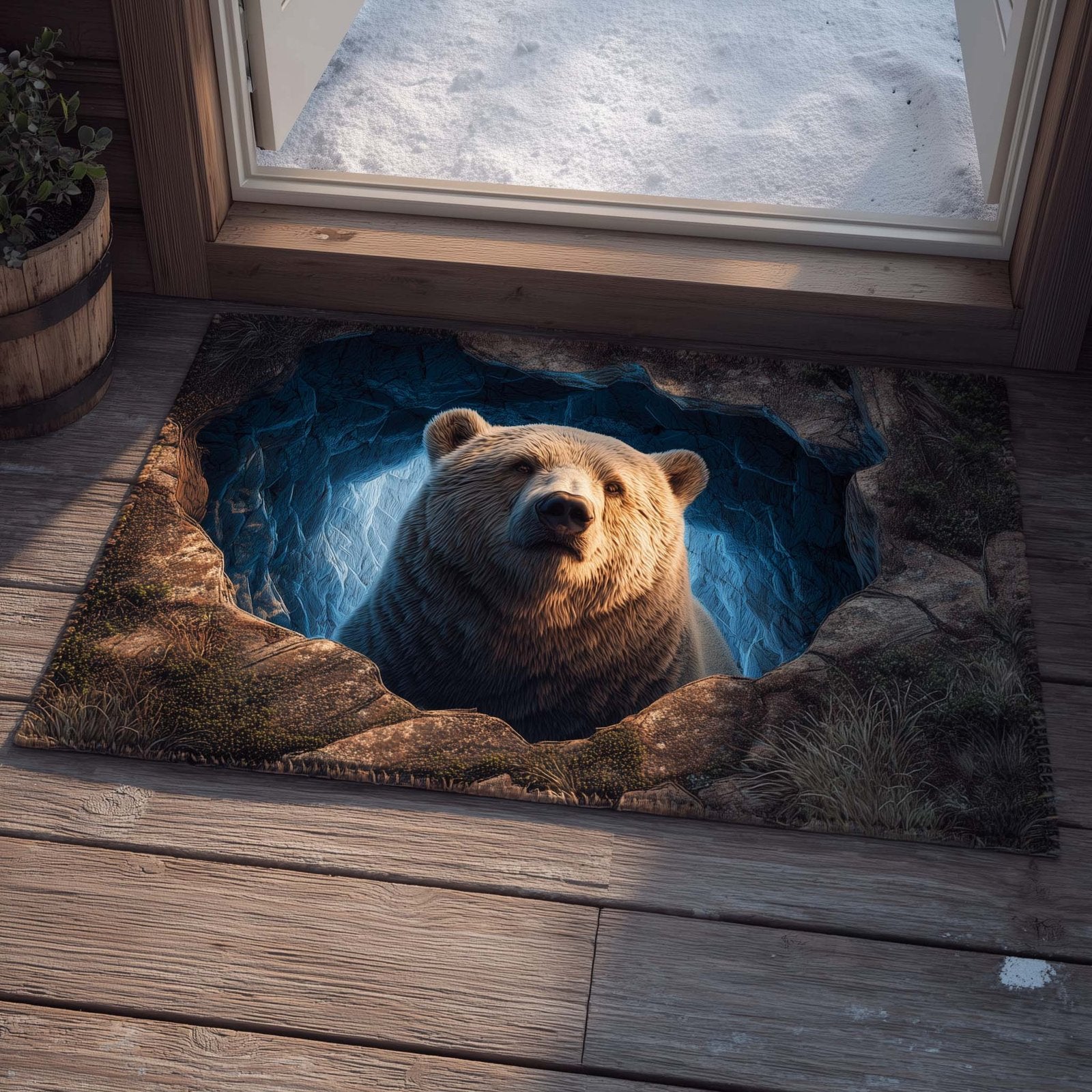 Ice Cave Bear Doormat - Cute Animal Design | Printed Welcome Doormat