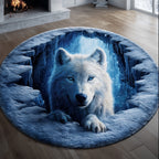 Ice Tunnel Watcher Round Mat Rug - washable non-slip printed rug