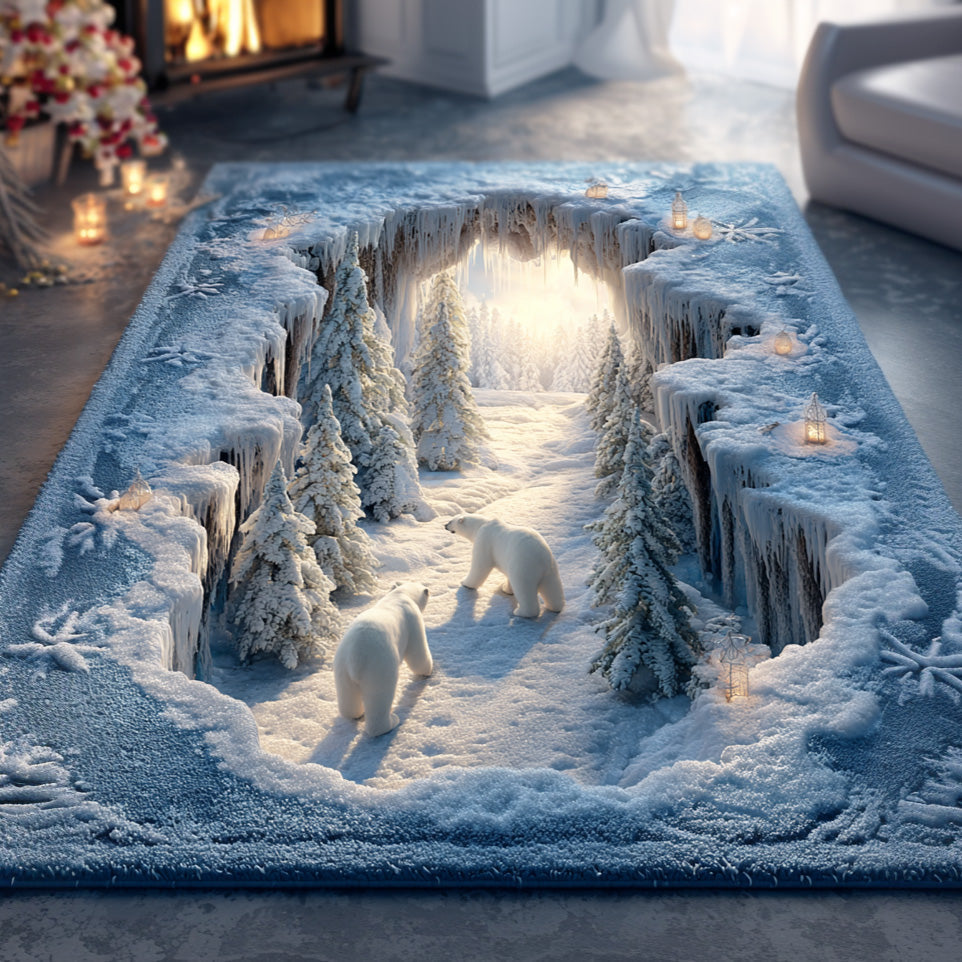 Ice Wanderer area rug in a living room
