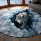 Ice Wolf Round Mat Rug - washable non-slip printed rug