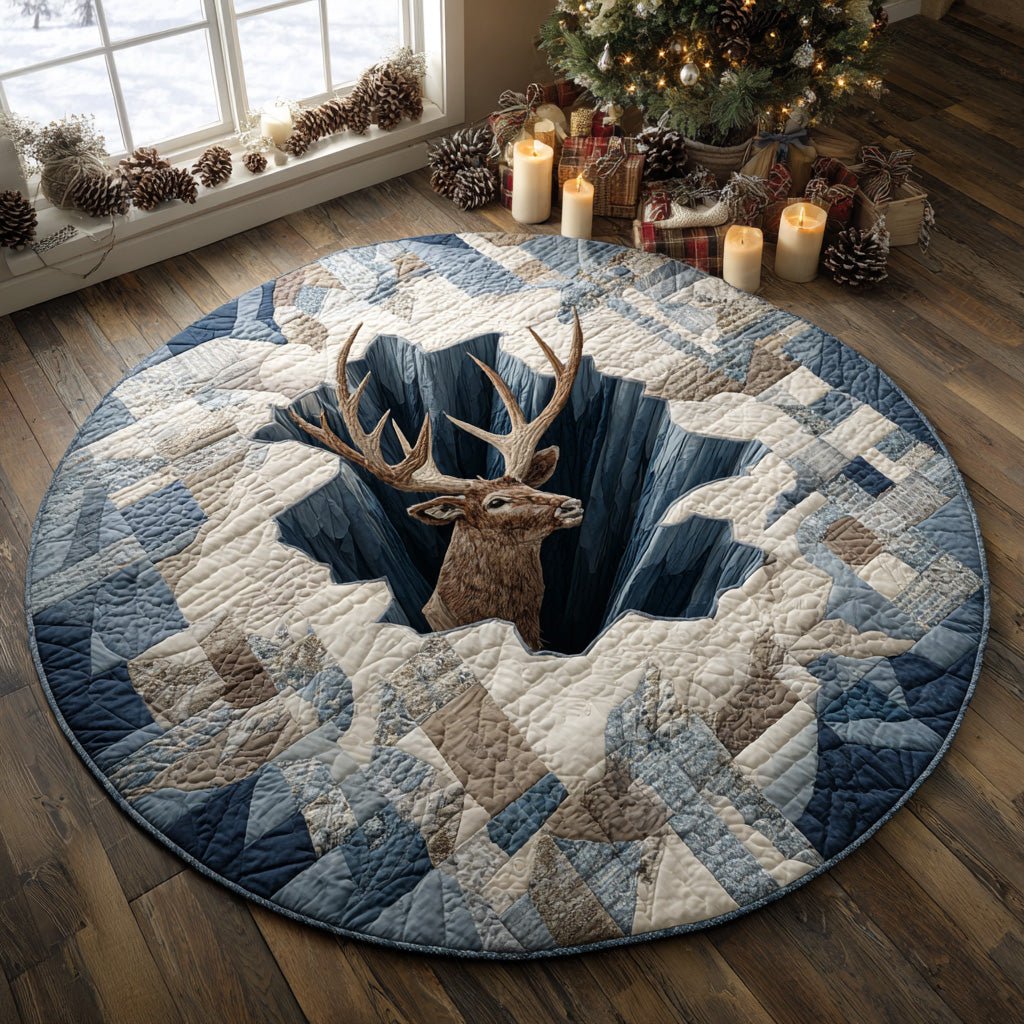 Icebound Elk Spirit Round Mat Rug - washable non-slip printed rug