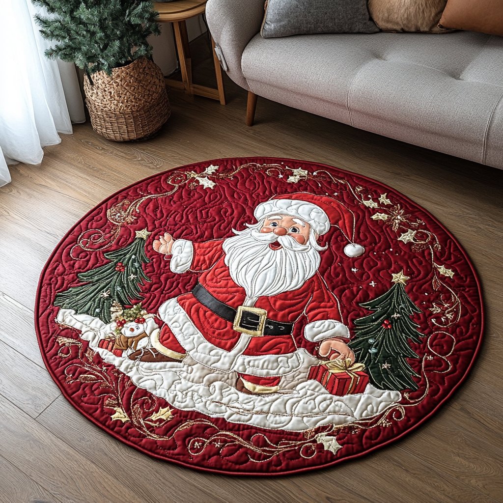 Icicle Illusions Round Mat Rug - washable non-slip printed rug
