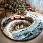 Icicle Valley Round Mat Rug - washable non-slip printed rug