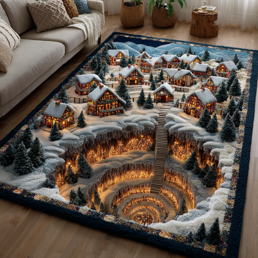 Icy Haven area rug in a living room