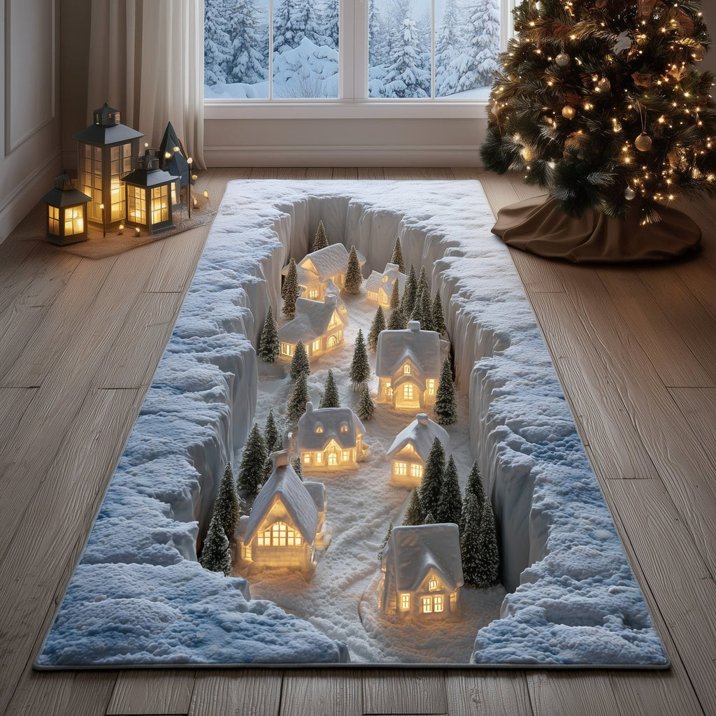 Icy Village Runner Rug - Nature Design | Serene Runner Rug