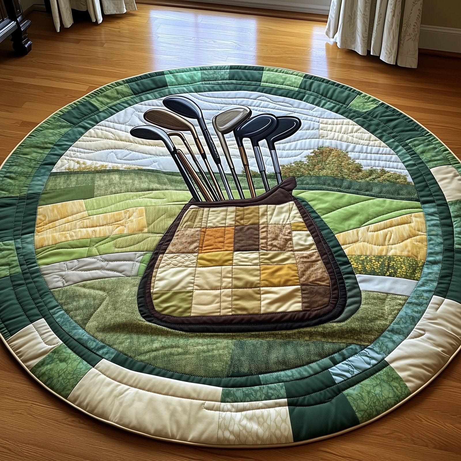 In the Golf Bag Round Mat Rug - Nature Design | Serene Home Decor
