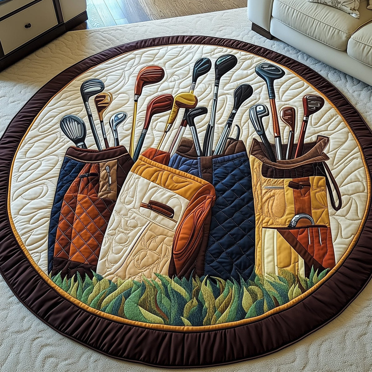 In the Golf Bag Round Mat Rug - Nature Design | Serene Home Decor