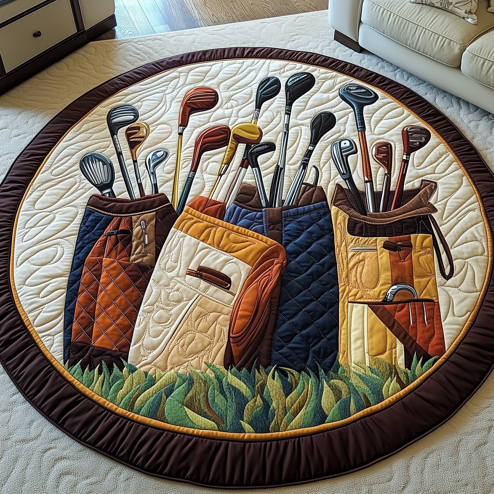 In the Golf Bag Round Mat Rug - Nature Design | Serene Home Decor