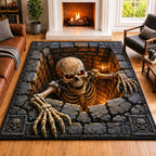 Infernal Stone Crypt area rug in a living room