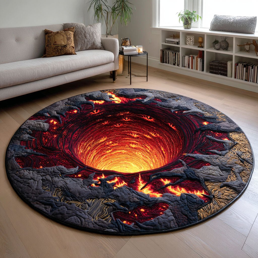Inferno Abyss Round Mat Rug - washable non-slip printed rug
