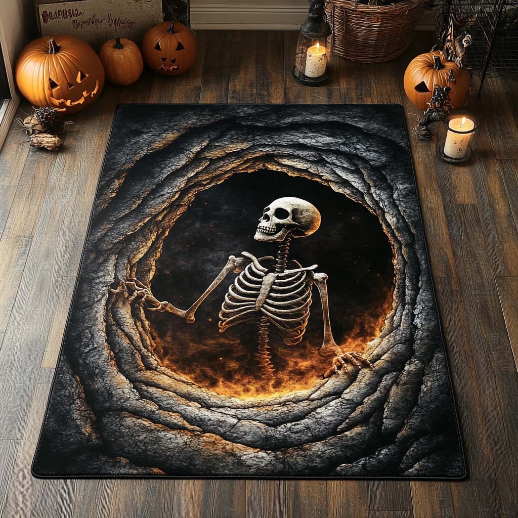 Inferno Bones area rug in a living room