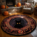 Inferno Cat Round Mat Rug - Cute Pet Design | Animal Printed Home Decor