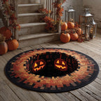 Inferno Descent Round Mat Rug - washable non-slip printed rug
