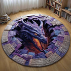 Inferno Dragon Round Mat Rug - washable non-slip printed rug