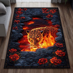 Inferno Leopard area rug in a living room