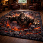 Inferno Rise Bigfoot area rug in a living room