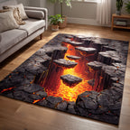 Inferno Steps area rug in a living room