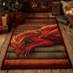 Inferno Tome Dragon area rug in a living room