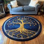Infinite Branches Round Mat Rug - washable non-slip printed rug