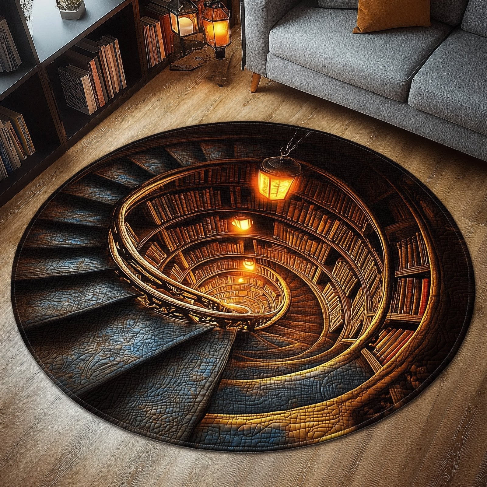 Infinite Shelves Round Mat Rug - Nature Design | Serene Home Decor