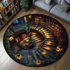Infinite Shelves Round Mat Rug - washable non-slip printed rug