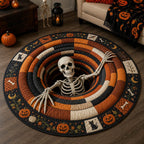 Infinite Skeleton Vortex Halloween Round Mat Rug - washable non-slip printed rug
