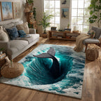 Into The Maelstrom area rug in a living room