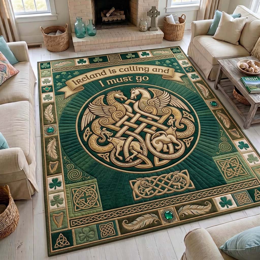 Ireland Is Calling area rug in a living room