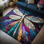 Iridescent Flight area rug in a living room