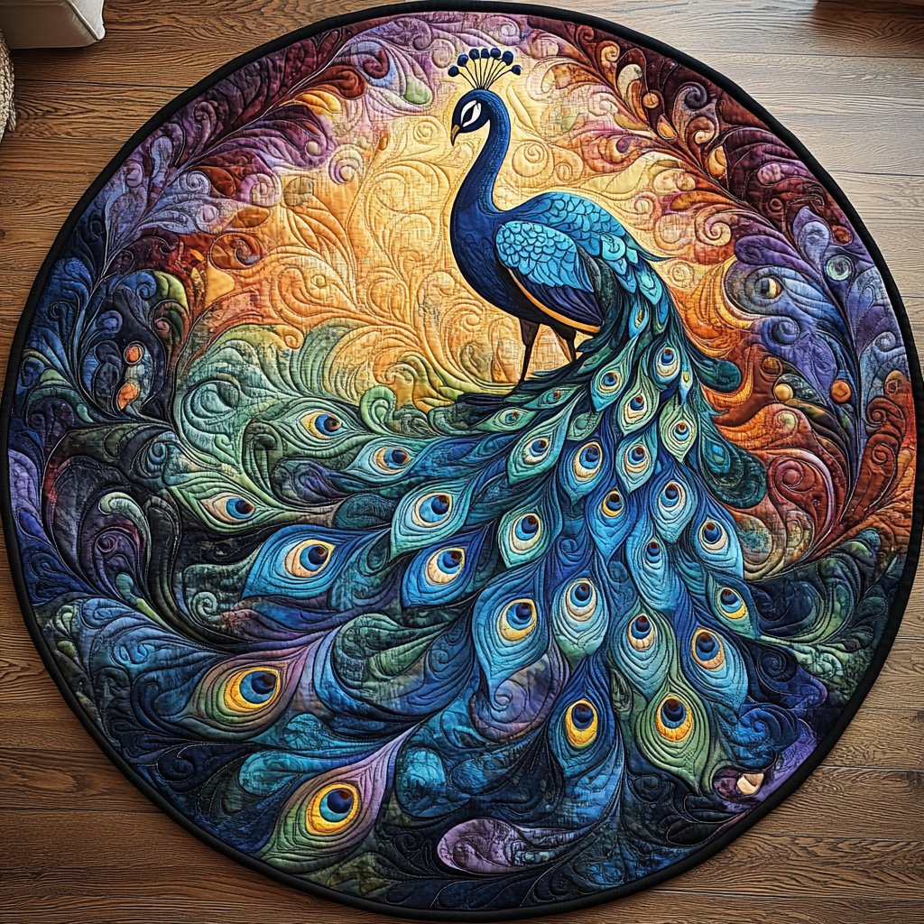 Iridescent Grace Round Mat Rug - washable non-slip printed rug