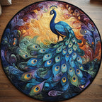 Iridescent Grace Round Mat Rug - washable non-slip printed rug
