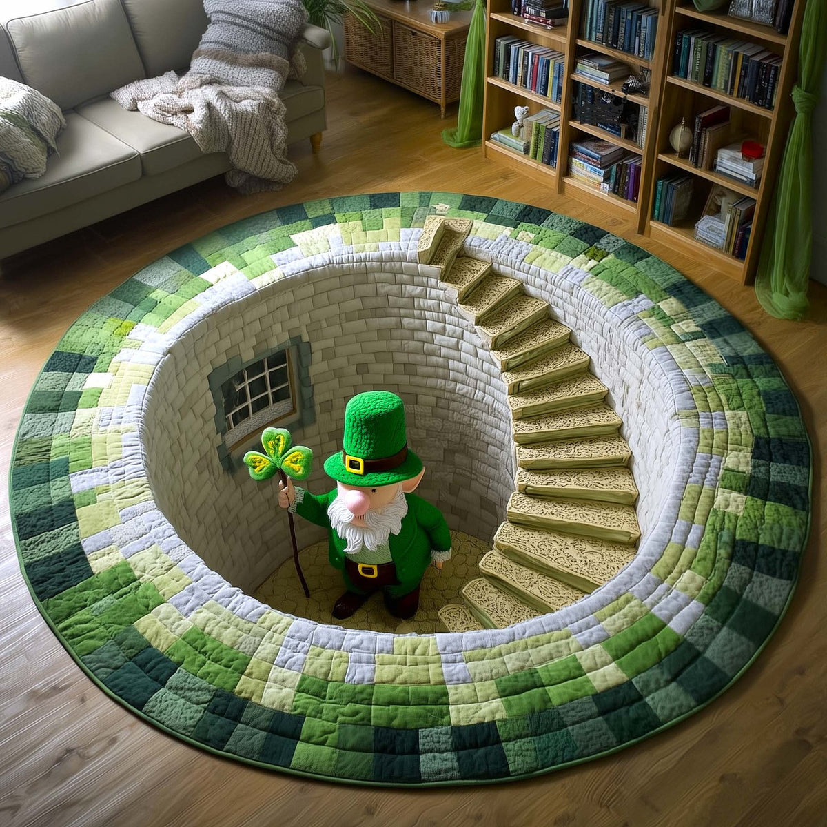 Irish Blessings Round Mat Rug - washable non-slip printed rug