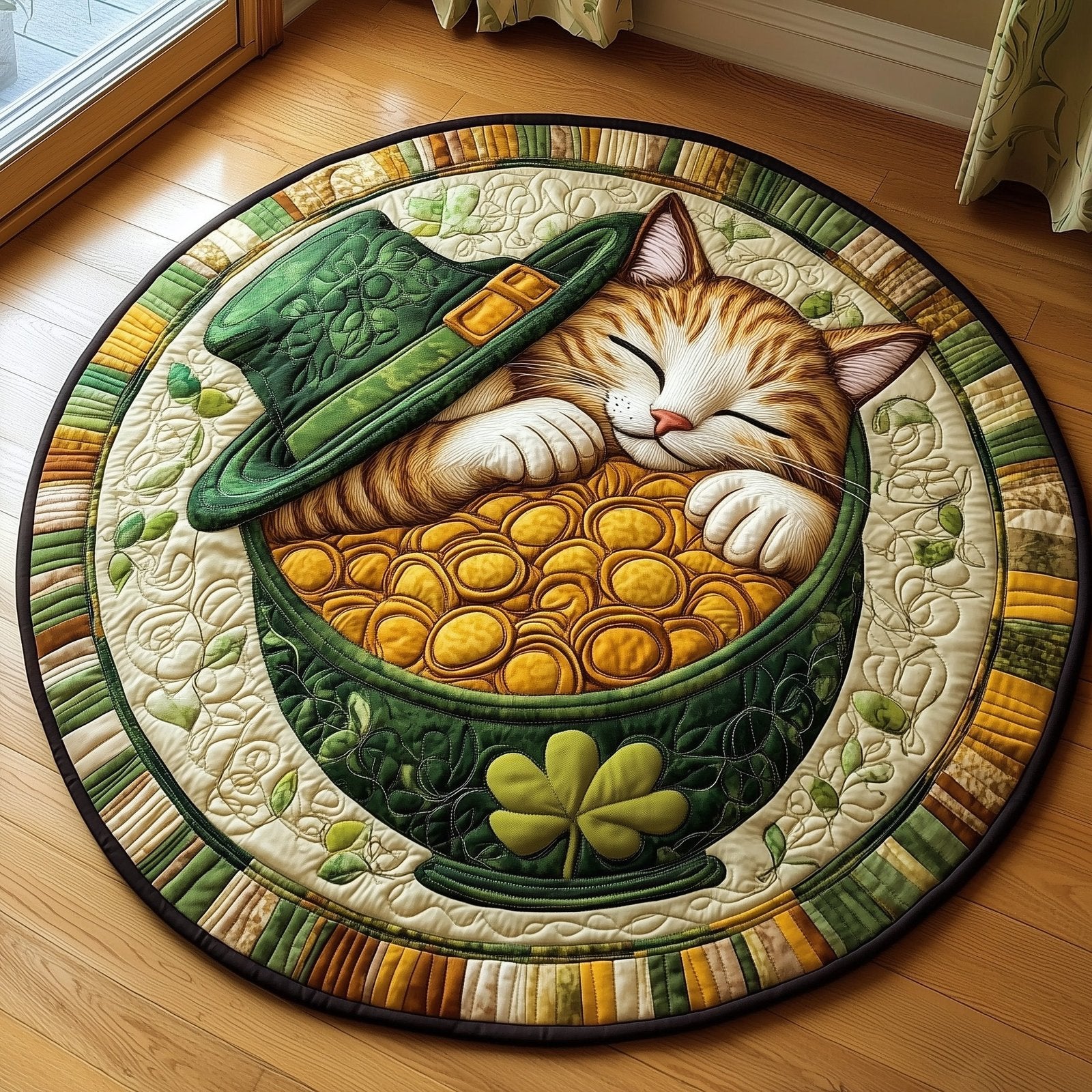 Irish Cat Round Mat Rug - Cute Pet Design | Animal Printed Home Decor