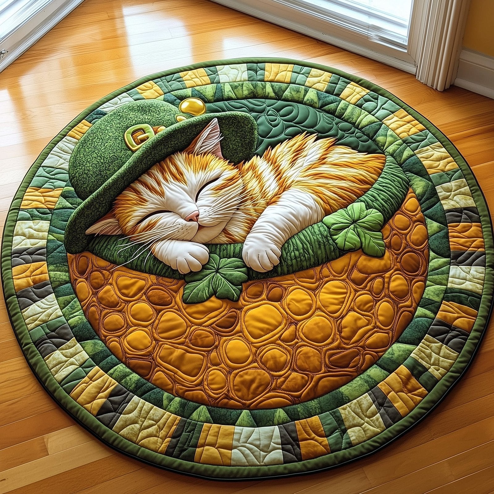 Irish Cat Round Mat Rug - Cute Pet Design | Animal Printed Home Decor