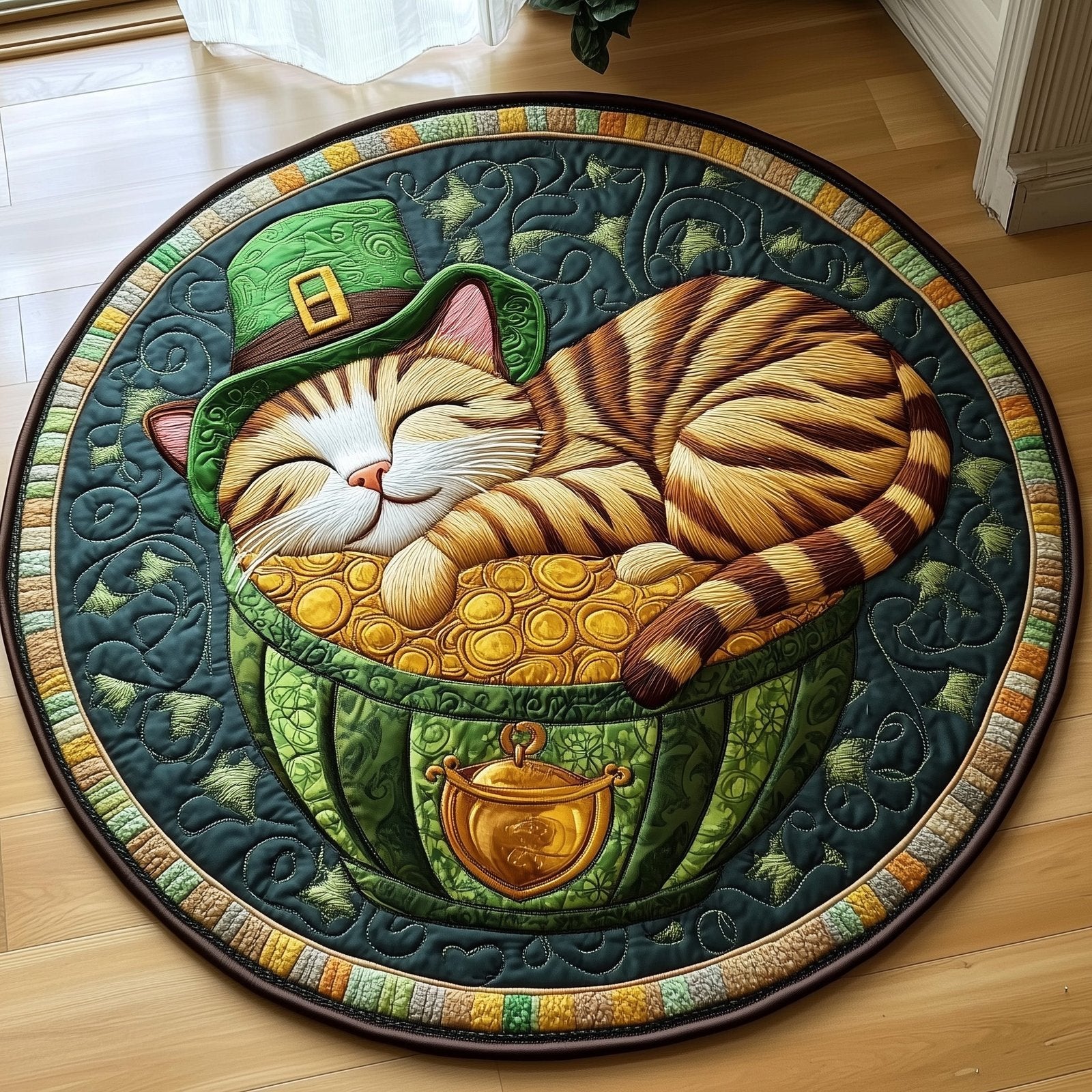 Irish Cat Round Mat Rug - Cute Pet Design | Animal Printed Home Decor