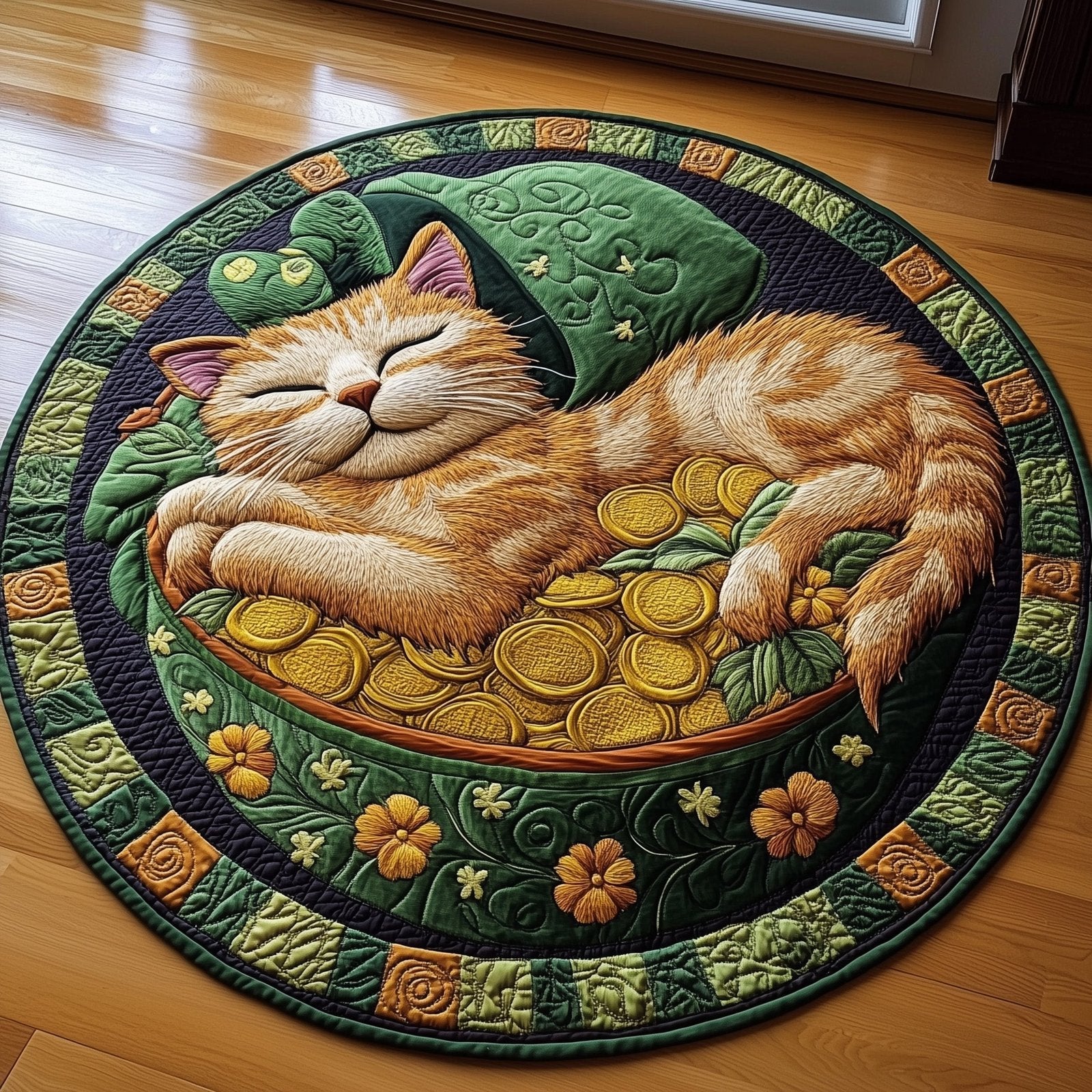 Irish Cat Round Mat Rug - Cute Pet Design | Animal Printed Home Decor