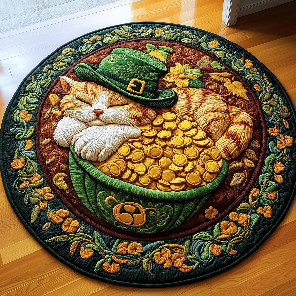 Irish Cat Round Mat Rug - Cute Pet Design | Animal Printed Home Decor