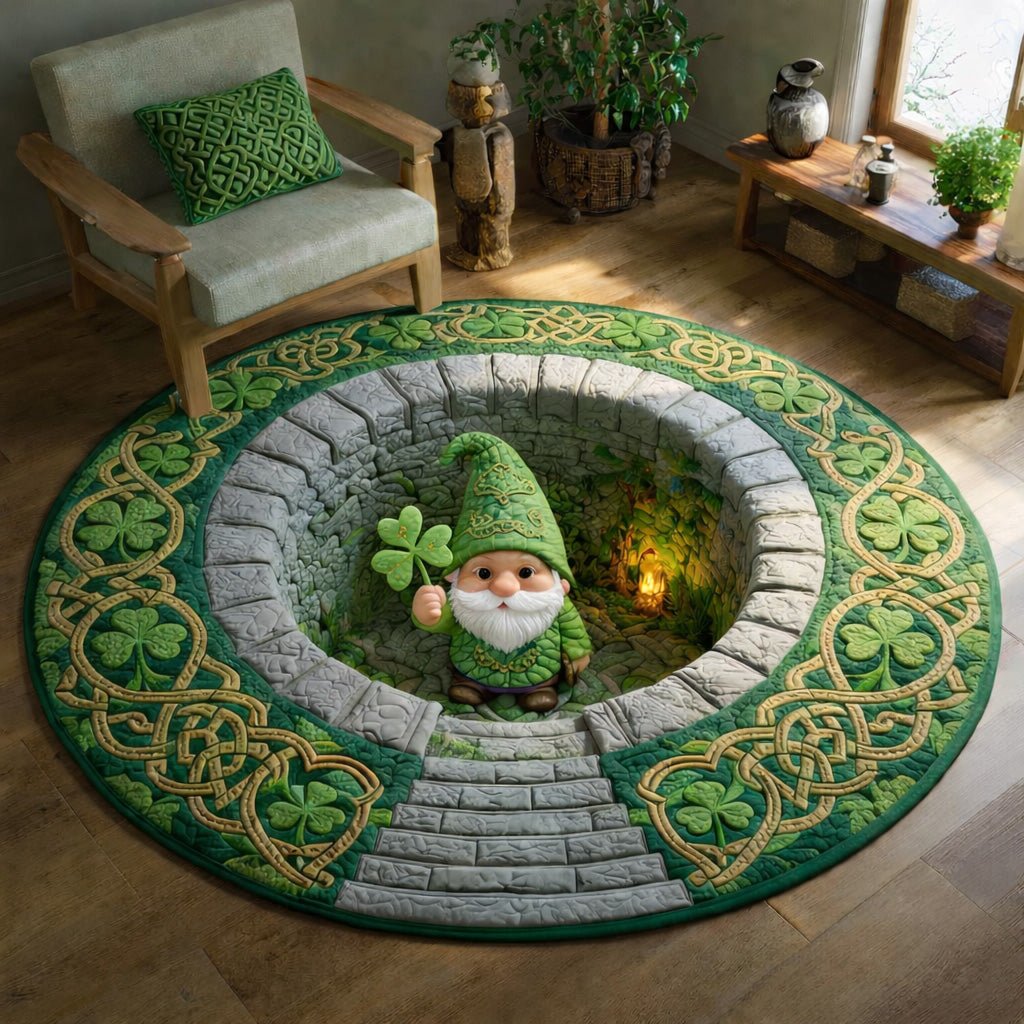 Irish Gnome Portal Round Mat Rug - Nature Design | Serene Home Decor
