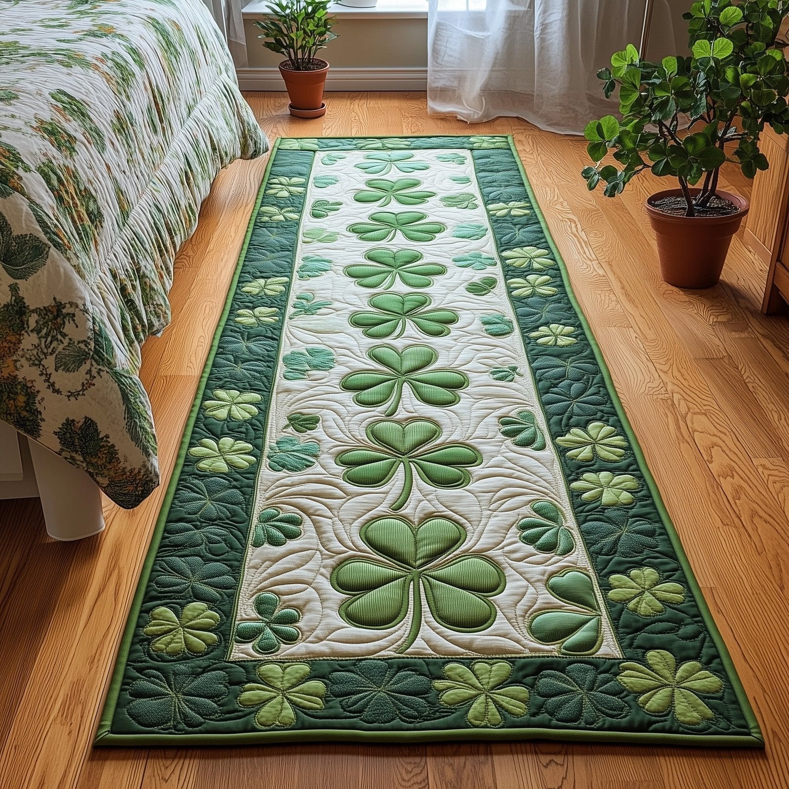 Irish Shamrock Runner Rug - Nature Design | Serene Runner Rug