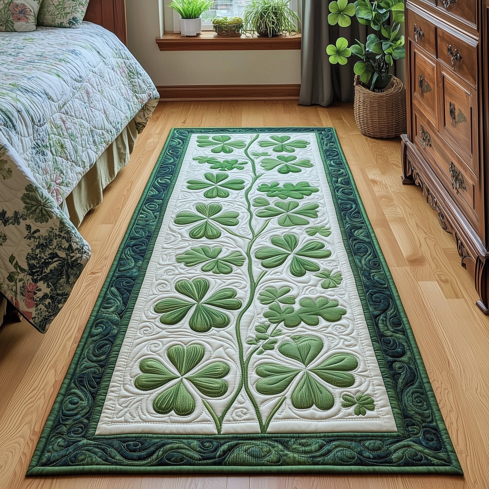 Irish Shamrock Runner Rug - Nature Design | Serene Runner Rug